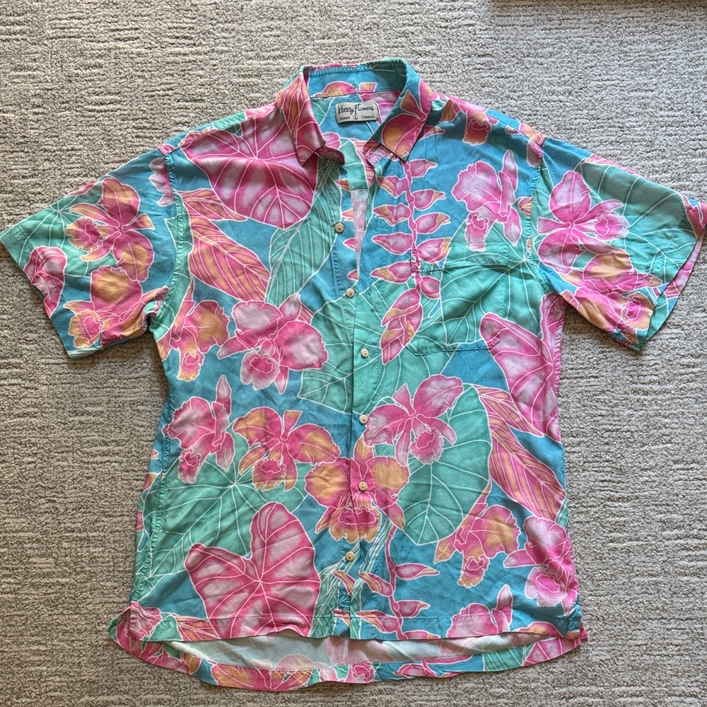 Kenny Flowers Men's Maui Short-Sleeve Button-Down, size L
